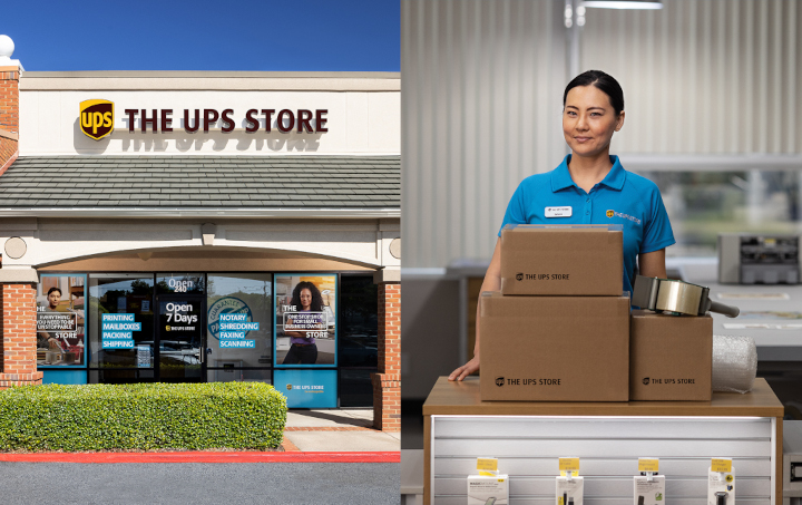 The UPS Store employees providing full service packaging solutions